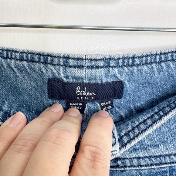 Boden High Waisted Pleated Front Tapered Mom Cropped Jeans 8 Retro Style Raw Hem - Picture 5 of 15